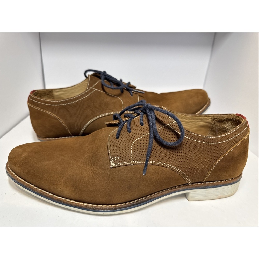 Mens‎ Sz 10.5 Nubuk Brown Leather 1901 Nordstrom Preppy Lace Up Casual Shoe